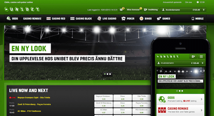 Unibet ny design och helgbonus