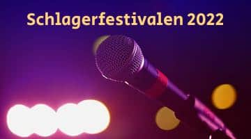Bild med mikrofon och texten Schlagerfestivalen 2022