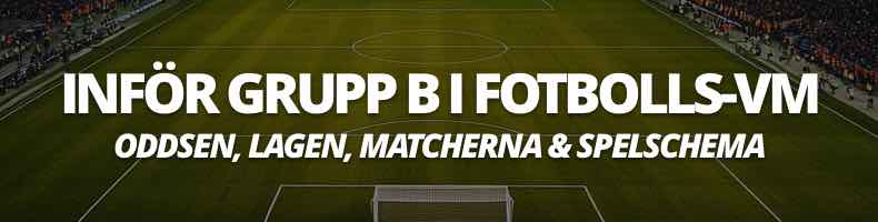 Fotbolls-VM 2026: Grupp B - odds, spelschema, tabell & resultat