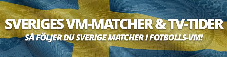 Fotbolls-VM: Sveriges matcher & tv-tider